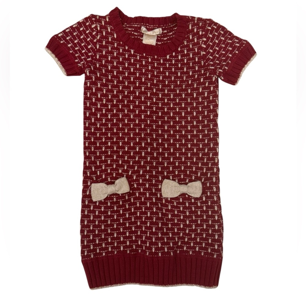 Maggie & Zoe Red Knit Dress with Bow Accents size 5-6 - Picture 1 of 6